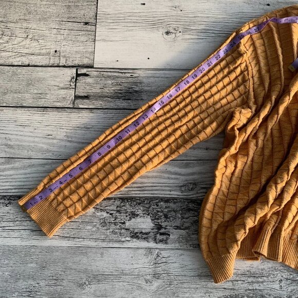 Vintage 90s Tosani Yellow Graphic Rib Knit V-Neck Pullover Sweater - Picture 11 of 11